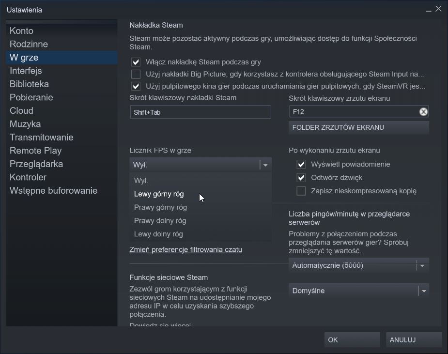 Steam FPS counter - włączanie licznika FPS na Steam